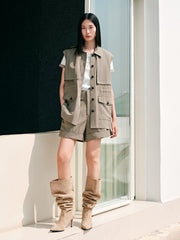 Women's Lanjing Tencel Trench Coat Style Vest