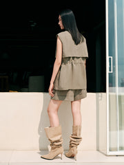 Women's Lanjing Tencel Trench Coat Style Vest
