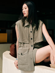 Women's Lanjing Tencel Trench Coat Style Vest