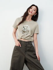 Women's Casual Embroidered Short-Sleeve T-shirt