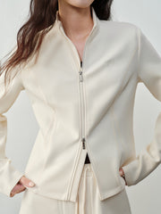 Women's Casual Sporty Solid Stand-Collar Sweatshirt