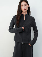 Women's Casual Sporty Solid Stand-Collar Sweatshirt
