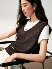 Women's Casual Detachable-Sleeve Knit Top