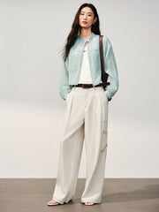 Women's Casual Short Shirt-Style Stand-Collar Jacket