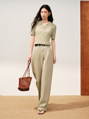 Women's Commuter Openwork Short-Sleeve Knit Polo