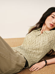 Women's Commuter Openwork Short-Sleeve Knit Polo