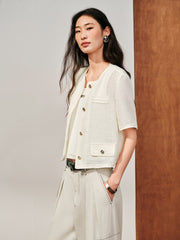 Women's Chanel-Style Short-Sleeve Cardigan