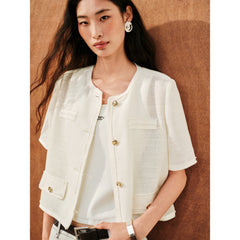 Women's Chanel-Style Short-Sleeve Cardigan