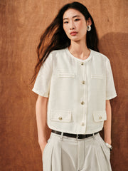 Women's Chanel-Style Short-Sleeve Cardigan