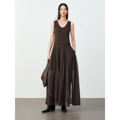 Women's Elegant Paneled Pleated Dress