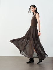Women's Elegant Paneled Pleated Dress