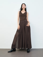 Women's Elegant Paneled Pleated Dress