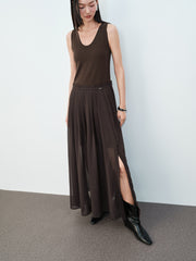 Women's Elegant Paneled Pleated Dress