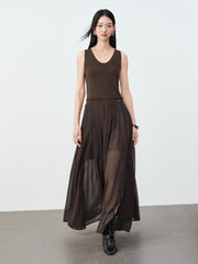Women's Elegant Paneled Pleated Dress