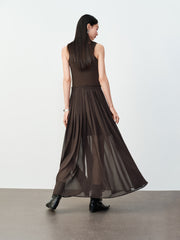 Women's Elegant Paneled Pleated Dress