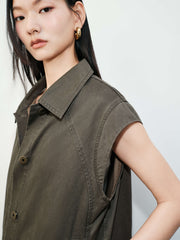 Women's Casual Cargo-Style Vest and Shorts Set