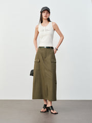 Women's Casual Lustrous High-Waist Cargo Skirt