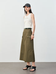 Women's Casual Lustrous High-Waist Cargo Skirt