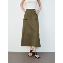 Women's Casual Lustrous High-Waist Cargo Skirt