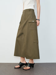 Women's Casual Lustrous High-Waist Cargo Skirt