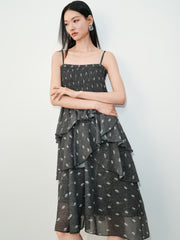 Women's Elegant Camisole Ruffle Tiered Dress