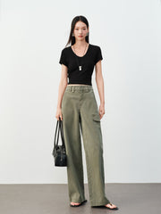 Women's Casual Straight-Leg Cargo Jeans