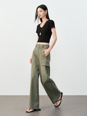 Women's Casual Straight-Leg Cargo Jeans