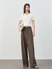 Women's Casual Straight-Wide Leg Tencel Pants