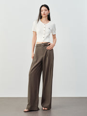 Women's Casual Straight-Wide Leg Tencel Pants