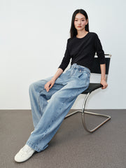 Women's Casual High-Waist Wide-Leg Lyocell Jeans