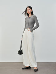 Women's Casual High-Waist Cropped Curved-Leg Jeans