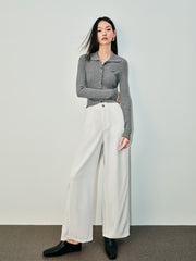 Women's Casual High-Waist Cropped Curved-Leg Jeans