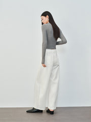 Women's Casual High-Waist Cropped Curved-Leg Jeans
