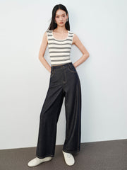Women's Casual High-Waist Cropped Curved-Leg Jeans