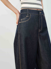Women's Casual High-Waist Cropped Curved-Leg Jeans