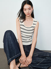Women's Casual Striped Knit Tank Top
