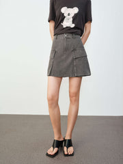 Women's Cargo-Style Denim Skirt