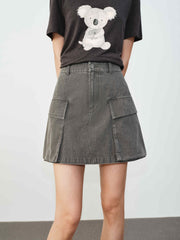 Women's Cargo-Style Denim Skirt