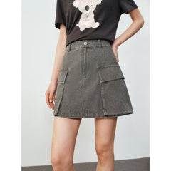 Women's Cargo-Style Denim Skirt