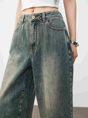 Women's Casual High-Waist Denim Cropped Pants