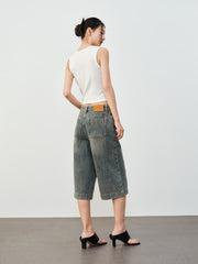 Women's Casual High-Waist Denim Cropped Pants