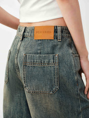 Women's Casual High-Waist Denim Cropped Pants