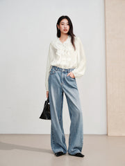 Women's Casual Sparkle Meteor Wide-Leg Jeans