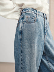 Women's Casual Sparkle Meteor Wide-Leg Jeans