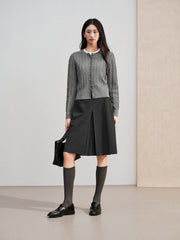 Women's Grey Cable-Knit Cropped Cardigan
