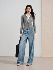 Women's Casual Sparkle Meteor Wide-Leg Jeans