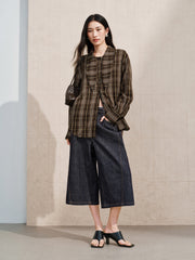 Women's Casual Wheat-Check Shirt