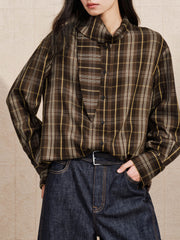 Women's Casual Wheat-Check Shirt