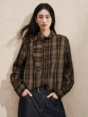 Women's Casual Wheat-Check Shirt