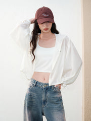 Women's Casual Pearlescent Hooded Shacket